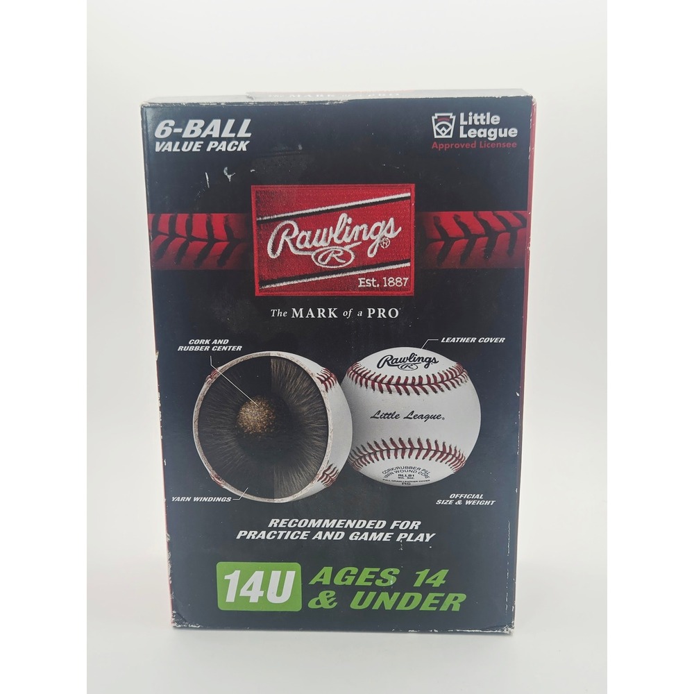 Rawlings Little League Baseballs 6 Ball Pack 14U Official Size Weight RLLB1